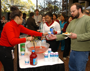 The Director’s Reception featured “refreshments,” not an all-you-can extravaganza like Nottingham’s bash, but keeping the cups filled for guests like Brandon Cuthbertson kept volunteers busy. 