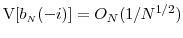  \ensuremath{{\operatorname V}\lbrack b_\ensuremath{{\scriptscriptstyle N}}(-i)\rbrack} = O_N(1/N^{1/2})