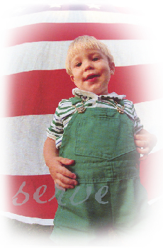 Image of a kid with the U.S. flag as backgrounds, and the word serve