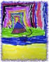 A child's colorful and artistic interpretation of a house.