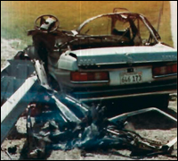 Wrecked car of mob victim Michael Cagnoni