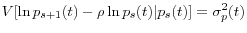 \displaystyle V[\ln p_{s+1}(t)-\rho\ln p_{s}(t)\vert p_{s}(t)]=\sigma_{p}^{2}(t)