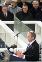 ركز الرئيس بوش في معظم خطاب تنصيبه الأول على الحرية والديمقراطية.