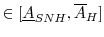  \in [\underline {A}_{SNH},\overline {A}_{H}]