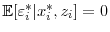  \mathbb{E}[\varepsilon_i^{*}\vert x_i^{*},z_i]=0