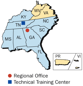 Map of NRC Region II