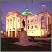 Photo of the North Carolina Capitol at night.