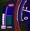 Photo of Closeup of dashboard lights in a hybrid electric vehicle.