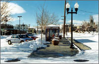 Photo snow melting on sidewalks in Klamath Falls, OR.