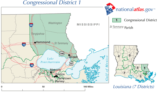 Map of Louisana's First Congressional District