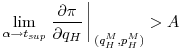  \displaystyle\lim_{\alpha\to t_{sup}} \left.\frac{\partial \pi}{\partial q_H}\right\arrowvert_{(q_H^M,p_H^M)}>A