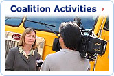 Coalition Activities: Link to the Coalition Activities page with a photo of a person being interviewed.