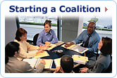 Starting a Coalition: Link to the Starting a Coalition page with a photo of people around the conference table.