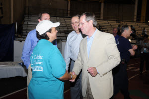 Baton Rouge, LA, September 3, 2008 -- HHS Secretary Leavitt and Senior Director Catholic Charities Disaster Recovery Officer Kim Borga announced  new HHS case management pilot program which assist individuals in areas recovering from disaster.