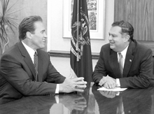 Secretary Abraham meets with California Governor-Elect Arnold Schwarzenegger.
