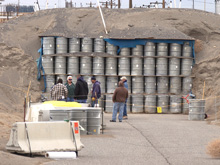 Retrieval of suspect transuranic waste from low-level burial grounds at the DOE Hanford site in progress.