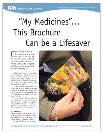 Cover page of PDF version of this article, including photo of the brochure in a woman's purse.