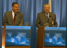 Secretary Abraham and Alexander Rumyantsev, Director of the Federal Atomic Energy Agency, Russian Federation.