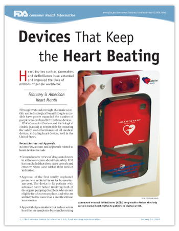 Cover page of PDF version of this article, including photo of an automated external defibrillator (AED)