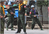 Burmese soldiers with weapons