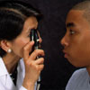 A direct ophthalmoscope allows the eye care professional to examine the retina and optic nerve.