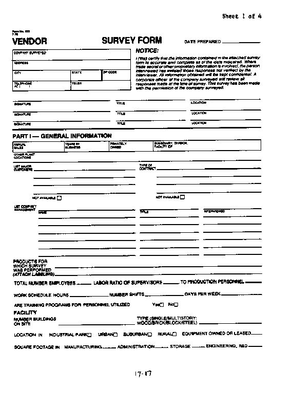 Page 1 of survey form (preview)