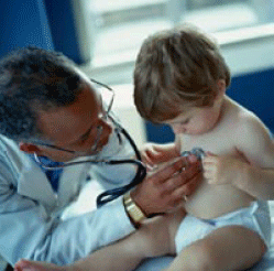 photo of a doctor and a child