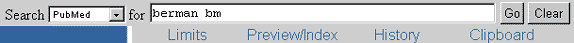 PubMed search with 'Berman BM' as search terms