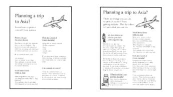 An image showing two documentations. One on the left contains one image with more white space. One on the right contains three images and less white space.