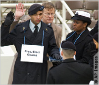 People rehearsing inaugural ceremony (AP Images)