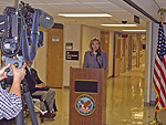 Mary delivers the dedication speech during the renovation of the Oklahoma City VA Medical Center