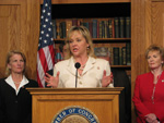 Mary speaks to Edmond residents at a town hall event