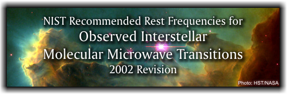 NIST Recommended Rest Frequencies for Interstellar Molecular Microwave Transitions - 2002 Revision (logo)