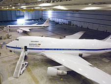 SOFIA and DC-8 inside DAOF Hangar 703