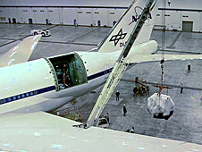SOFIA telescope loading into NASA's 747