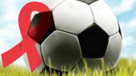 HIV/AIDS ribbon on soccer.