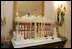 The White House gingerbread house, created by White House pastry chef Thaddeus DuBois, is seen on display Wednesday, Nov. 30, 2005, in the State Dining Room.