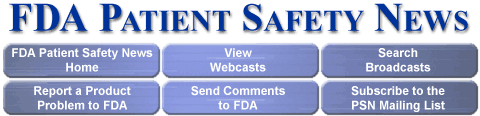FDA Patient Safety News Tool Bar and Image Map