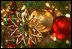 Ornaments adorn the 2004 Blue Room Christmas tree.