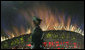 Fireworks explode over China's National Stadium in Beijing Friday night, Aug. 8, 2008, during the finale of the Opening Ceremonies for the 2008 Summer Olympics. White House photo by Chris Greenberg