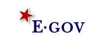 logo: E-Gov in blue text and red star on white background
