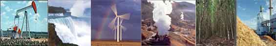 energy sources banner - oil, hydropower, wind, geothermal, biomass