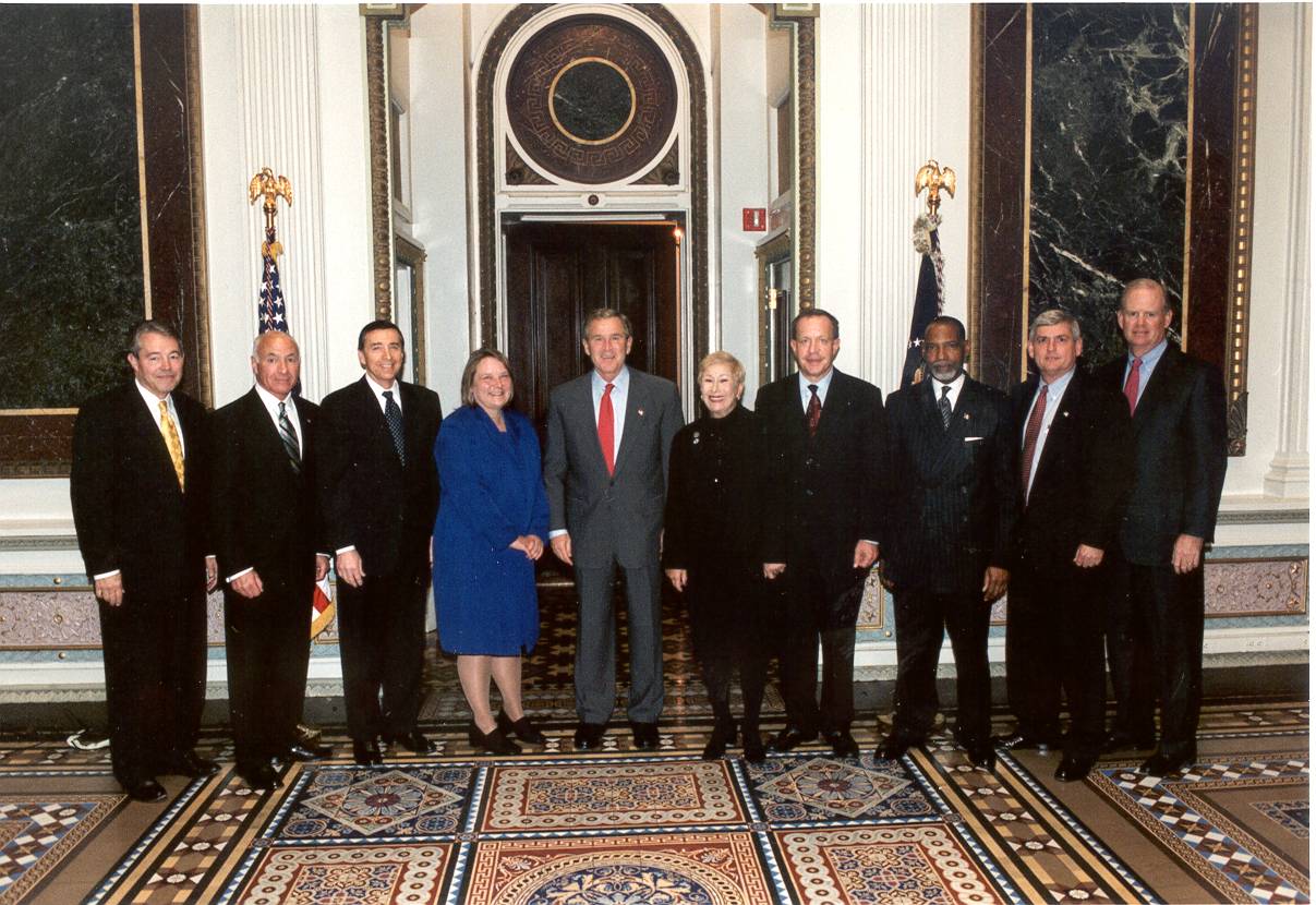 Photo of President Bush and IGs from the Labor and Commerce Agencies