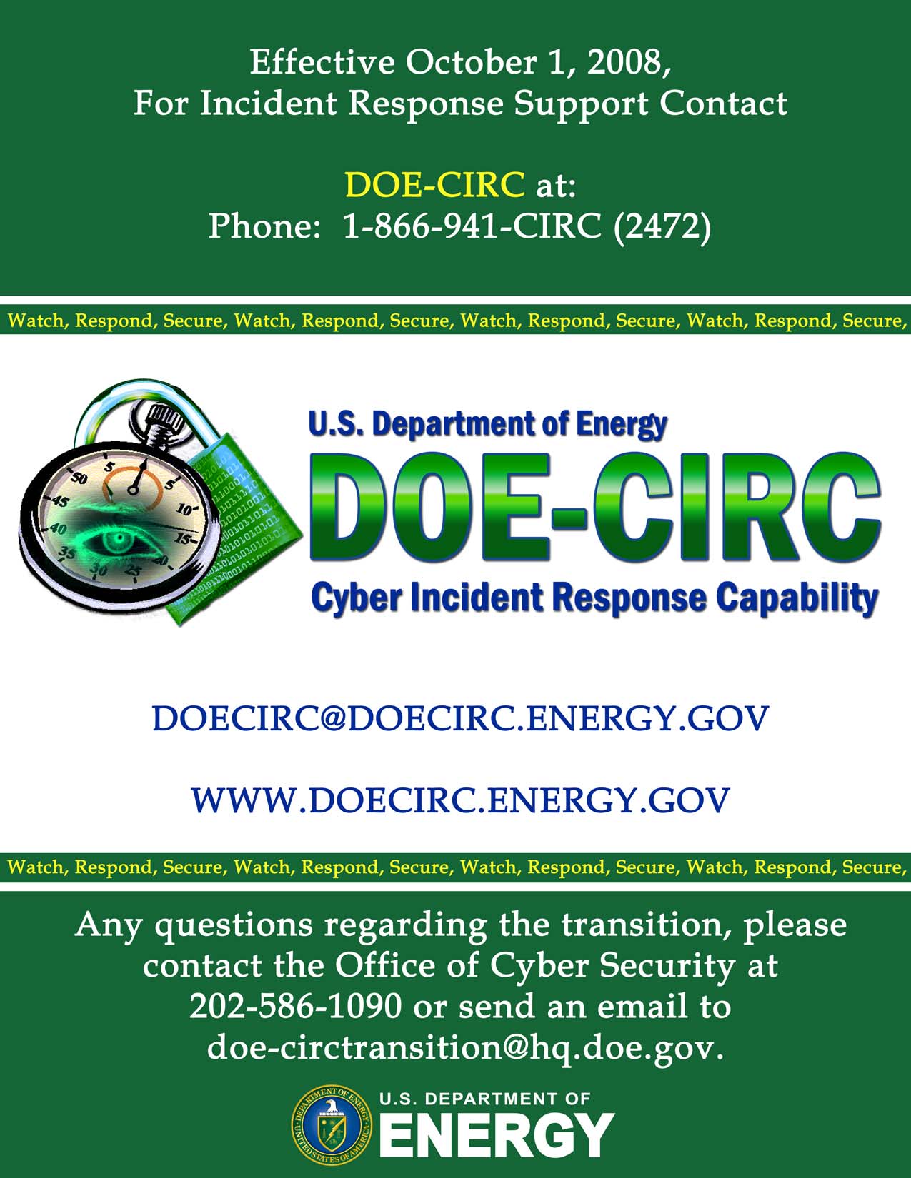 poster for the DOE Cyber Incident Reponses Capability (CIRC)
