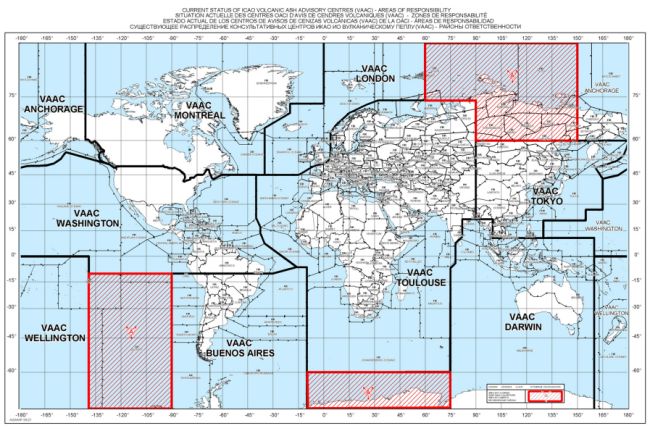 Map of VAAC areas of responsibility