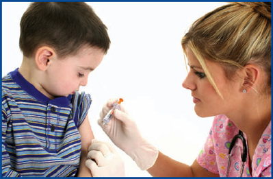 child receiving an immunity shot