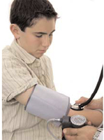 child having blood pressure taken