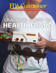cover art links to article 'Cracking Down on Health Fraud'