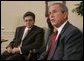 President George W. Bush meets with Pakistan's Deputy Chief of Mission, Mohammad Sadiq, Sunday, Oct. 9, 2005 in the Oval Office at the White House, to express condolences on the tragedy of the earthquake which struck Pakistan and other areas of Asia, and to pledge the support of United States aid in the recovery of the region. White House photo by Paul Morse