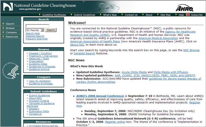 Nactional Guideline Clearinghouse Homepage